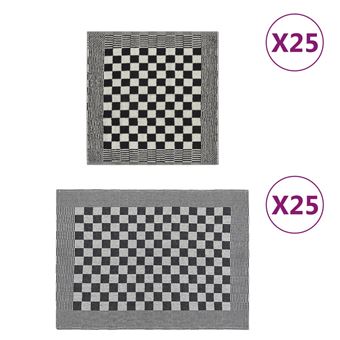 Conjunto de Panos de Cozinha vidaXL | 50 Peças | Algodão | preto e branco - 1