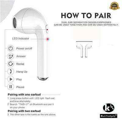 Auriculares Bluetooth Klack I7S Versão Inalambrico Universal