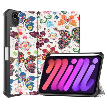 Capa PU tripla com Suporte e Porta-caneta borboleta Magunivers para iPad mini 6 (2021) - 1