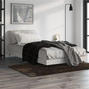 vidaXL Estrutura de cama 90x190 cm derivados de madeira cinza cimento - 1
