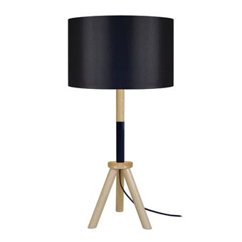 Candeeiro de Mesa Tosel Trident | 30 cm | 1 Luzes - Madeira Natural e Preto - 1