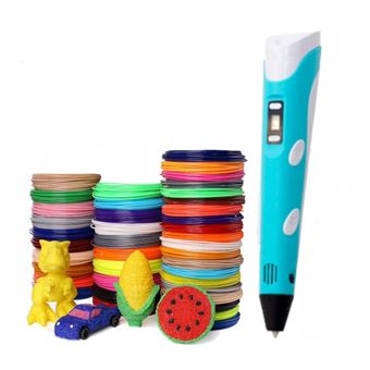 Caneta 3D Inteligente Arzopa com Display LED | Carregamento USB, PLA e ABS | Filamento PLA Compatíveis | 5m x 20 - Azul - 1