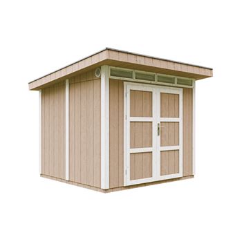 Abrigo de Jardim com Painel Madeira LP SmartSide Timbela M903A | 5,9 m² | Piso e Ladrilhos Betuminosos | L279xH294xH237 cm | TERRA BROWN - 1