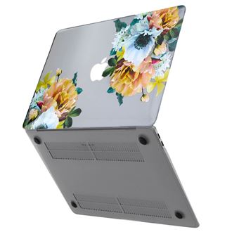 Capa Protetora Avizar para MacBook Air 13'' 2018 Proteção Rígida Resistente Flores - Preto - 1