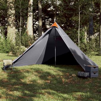 Tenda familiar vidaXL | Tenda familiar tipi para 7 pessoas impermeável cinza/laranja - 1