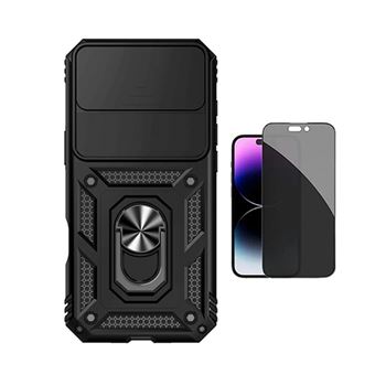 Kit Película de Vidro Temperado Privacidade + Capa de Proteção Militar Magnética Janela GIFT4ME para Apple iPhone 17 Air | Preto - 1