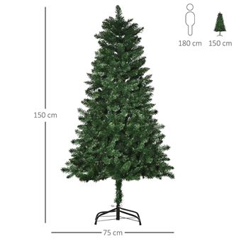 Árvore de Natal Artificial HOMCOM com 454 Ramas com 2 Tipos de Pontas e  Base de Aço | 150cm - Verde - Árvores de Natal - Compra na 