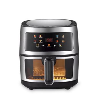 Air Fryer DAM | 8L | 1400W | Janela de Visualização | Painel Táctil | Programas de Cozedura e Modos Manuais | Aquecimento 3D | Grelha Antiaderente | 27x30x32 cm | Preta - 1