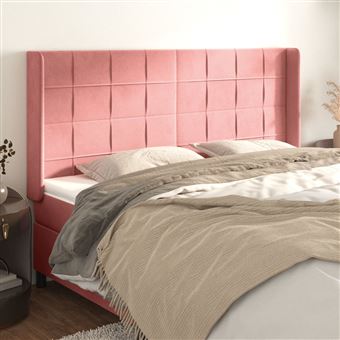 Cabeceira de Cama com Abas vidaXL | Veludo | 203x16x118/128 cm | rosa - 1