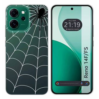 Capa Tumundosmartphone de Silicone Transparente para Oppo Reno 14 FS / 14FS 5G | Spider Design Drawings - 1
