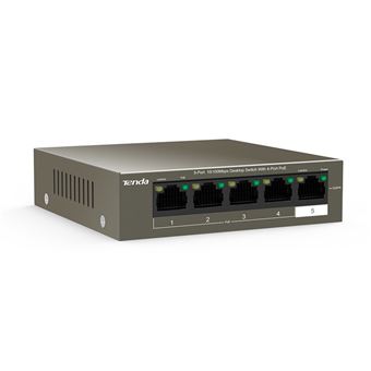 comutador de rede Tenda TEF1105P-4-38W Não-gerido L2 Fast Ethernet (10/100) Cinzento Apoio Power over Ethernet (PoE)