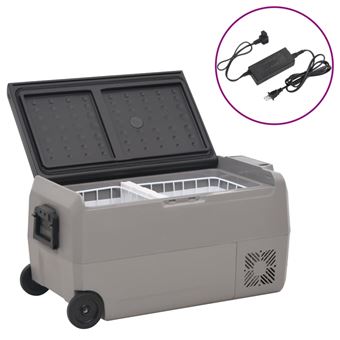 Mala térmica com rodas e adaptador vidaXL | 60 L | PP e PE preto/cinzento - 1