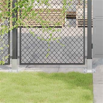 Bases de poste quadradas vidaXL | 12 Peças | prata 61x61 mm aço galvanizado - 1