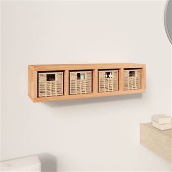 Prateleira de parede vidaXL | com cestos 62x18x16 cm | nogueira maciça - 1