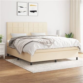 Cama com Molas e Colchão vidaXL | 180x200 cm | tecido cor creme - 1