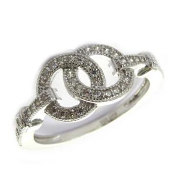 Anel em prata ""Infini"" -  Branco - Tamanho 17 - 1