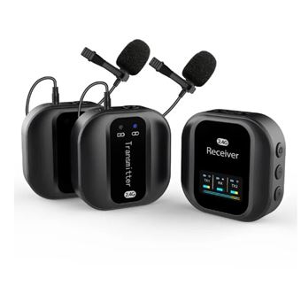 Microfone sem fios lapela F+ 2 emissores e 1 receptor lavalier 2,4GHz - 1