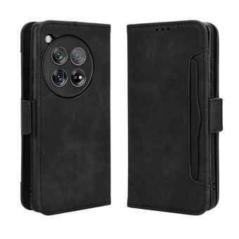Capa FOXDOCK Protetora para OnePlus 12 | Suporte e Flip de couro PU | À Prova de Choque | Preto - 1