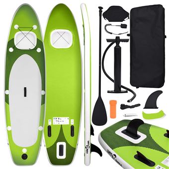 Conjunto Prancha de Paddle SUP Insuflável vidaXL | 330x76x10 cm | Verde - 1