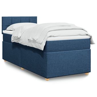 Cama com molas e colchão vidaXL | 100x200 cm | tecido azul - 1