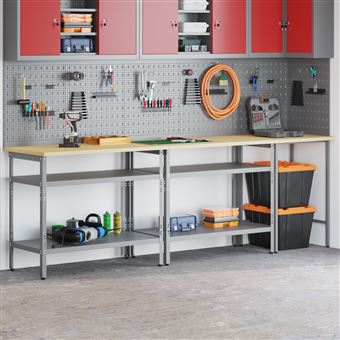 Conjunto de Banco de Trabalho vidaXL | 3 Peças | Aço Cinzento - 1