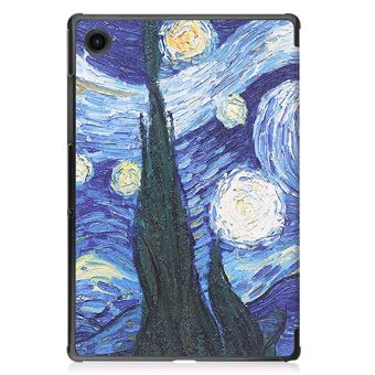Capa Pu + Tpu magunivers Três Dobras com Função Auto Wake/Sleep Noite estrelada Van Gogh para Samsung Galaxy Tab A8 10.5 (2021) Sm-X205/Sm-X200 - 1