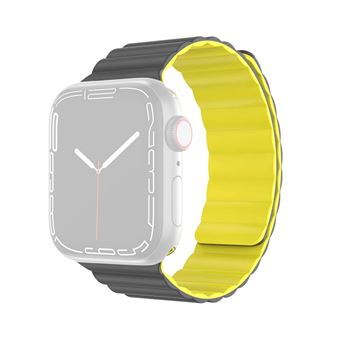 Pulsera silicone MUTURAL magnético, à prova de suor, ajustável, cinzento/amarelo para Apple Watch Series 7 45mm/6/5/4/SE 44mm/3/2/1 42mm - 1