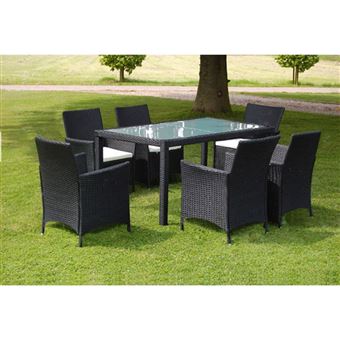 Conjunto Mesa e Cadeiras vidaXL para Jardim 13 Peças Vime Preto 150x90x75cm - 1