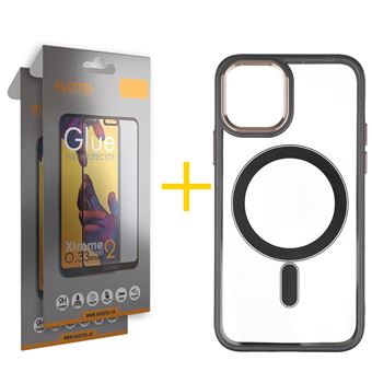 Pack 2 x Película de Vidro Temperado Full + Capa Accetel  Apple iPhone 14 Compatível com Magsafe Magnetic - Preto - 1