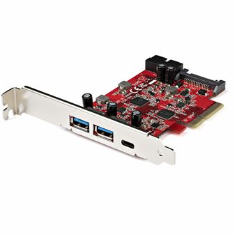 Placa/adaptador de Interface StarTech.com Placa PCIe USB de 5 portas - Placa PCIe USB 3.1 Gen 2 de 10 Gbps com 1x USB-C e 2x USB-A - 1x IDC de 2 portas (Expansão de Header USB de 5 Gbps interno) - Placa controladora PCI Express USB C | Vermelho - 1