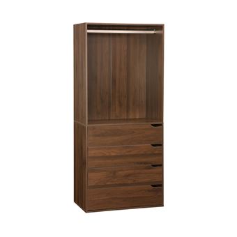 Módulo de roupeiro sweeek com 4 gavetas e 1 espaço para pendurar | madeira de nogueira - 1