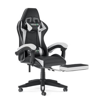 Cadeira Gaming Bigzziacom Apoio Ergonómico para os Pés | Giratória a 90° | Regulável em Altura - Preto e branco - 1