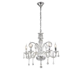 Lustre Luce Ambiente e Design de CRISTAL com cinco luzes em vidro cromado com pendentes de cristal - 1