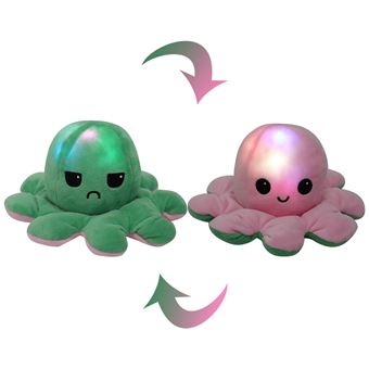 Peluche HSMY Polvo Reversível Fofo com Luz LED | 20 cm - Roxo + Azul - 1