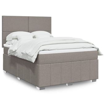 Cama com molas/colchão vidaXL | 140x200 cm | tecido castanho-acinzentado - 1