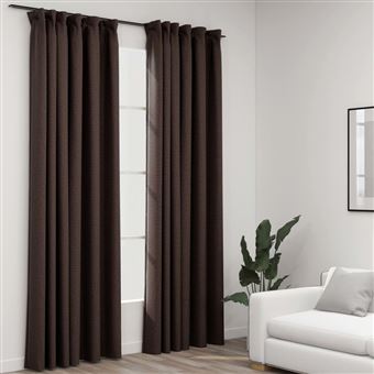 Cortinas Opacas vidaXL aspeto linho + ganchos 2pcs 140x225cm cinza-acas. - 1