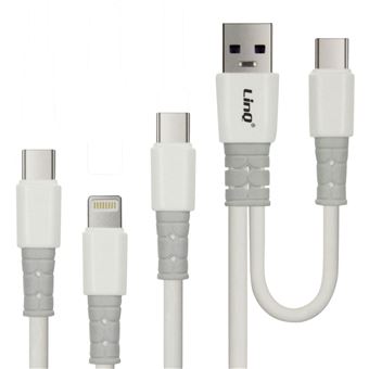Cabo USB-A / USB-C para USB-C, Lightning e Micro-USB LinQ | 1,2m - 1