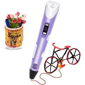 Caneta 3D Inteligente com Tela de LED com Carregamento USB, PLA e ABS e Filamento de PLA Compatível | 3m - Roxa - 1
