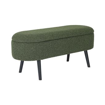 Banco sweeek | extremidade da cama com revestimento de boucle | Verde caqui - 1