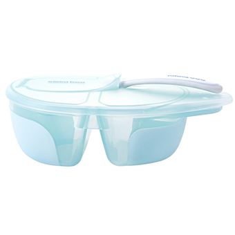 Tigela com Dois Compartimentos e Colher Kikka Boo Tasty Azul - 1