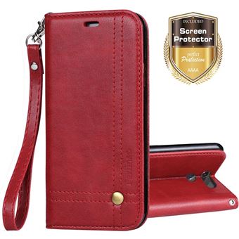 Capa LK em Couro para LG V30 Tipo de Carteira vermelho