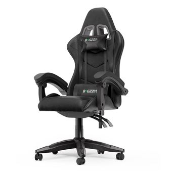 Cadeira Gaming Bigzzia com Almofada e Encosto Reclinável | Design Ergonómico - Preto - 1