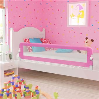 Barra de Segurança vidaXL para Cama Infantil 180x42cm em Poliéster Rosa