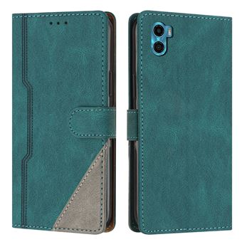 Capa FOXDOCK para Motorola Moto E22S | Fecho Magnético | Pele TPU Macia | 3 Compartimentos para Cartões | Função de Suporte | Verde - 1