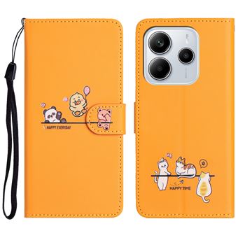 Capa ZURSANA para Xiaomi Redmi Note 14 4G | Pele PU | Porta-cartões Magnético | Laranja - 1
