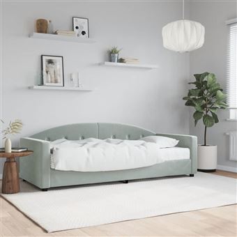 Sofá-cama com Colchão vidaXL | 80x200 cm | veludo cinzento-claro - 1