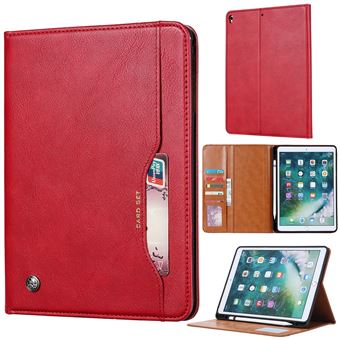 Capa PU Absorvido Automaticamente com Suporte e Slot para Caneta Vermelho para Apple iPad 10.2 (2019) - 1