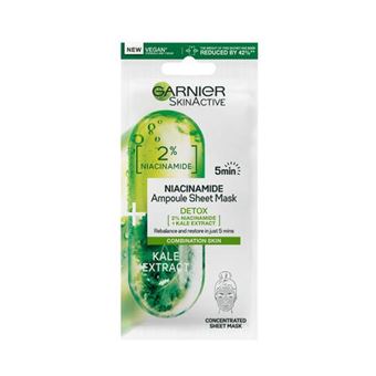 Máscara Hidratante Garnier 2% Niacinamide + Kale Detox Ampoule Sheet Mask - 1