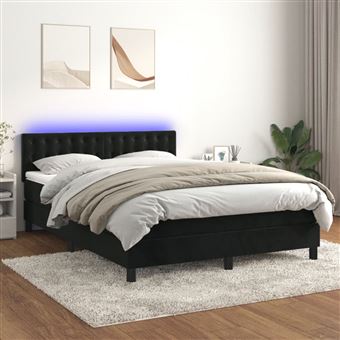 Cama box spring com colchão/LED vidaXL | 140x200 cm | veludo preto - 1