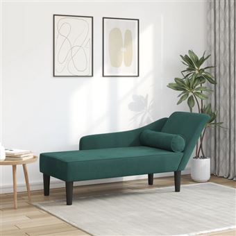 Chaise longue com almofadões vidaXL | veludo verde-escuro - 1